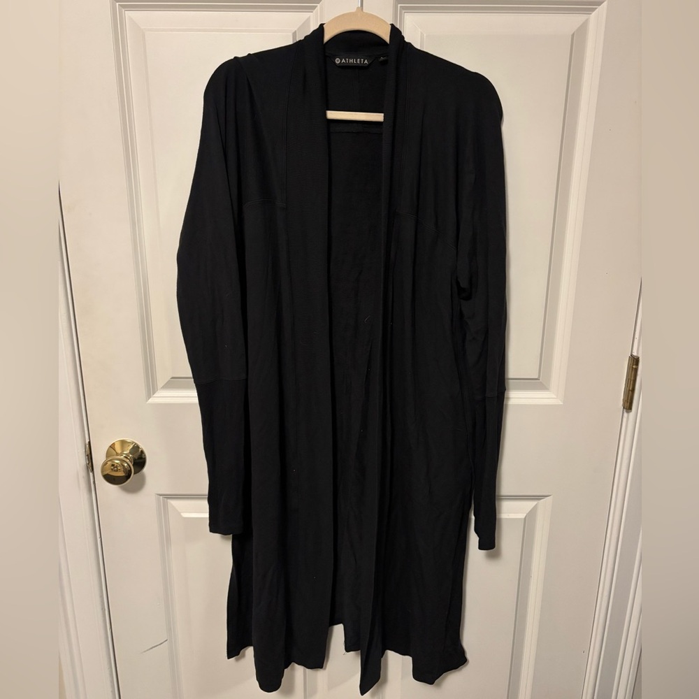 Athleta Elegant Black Drape Cardigan